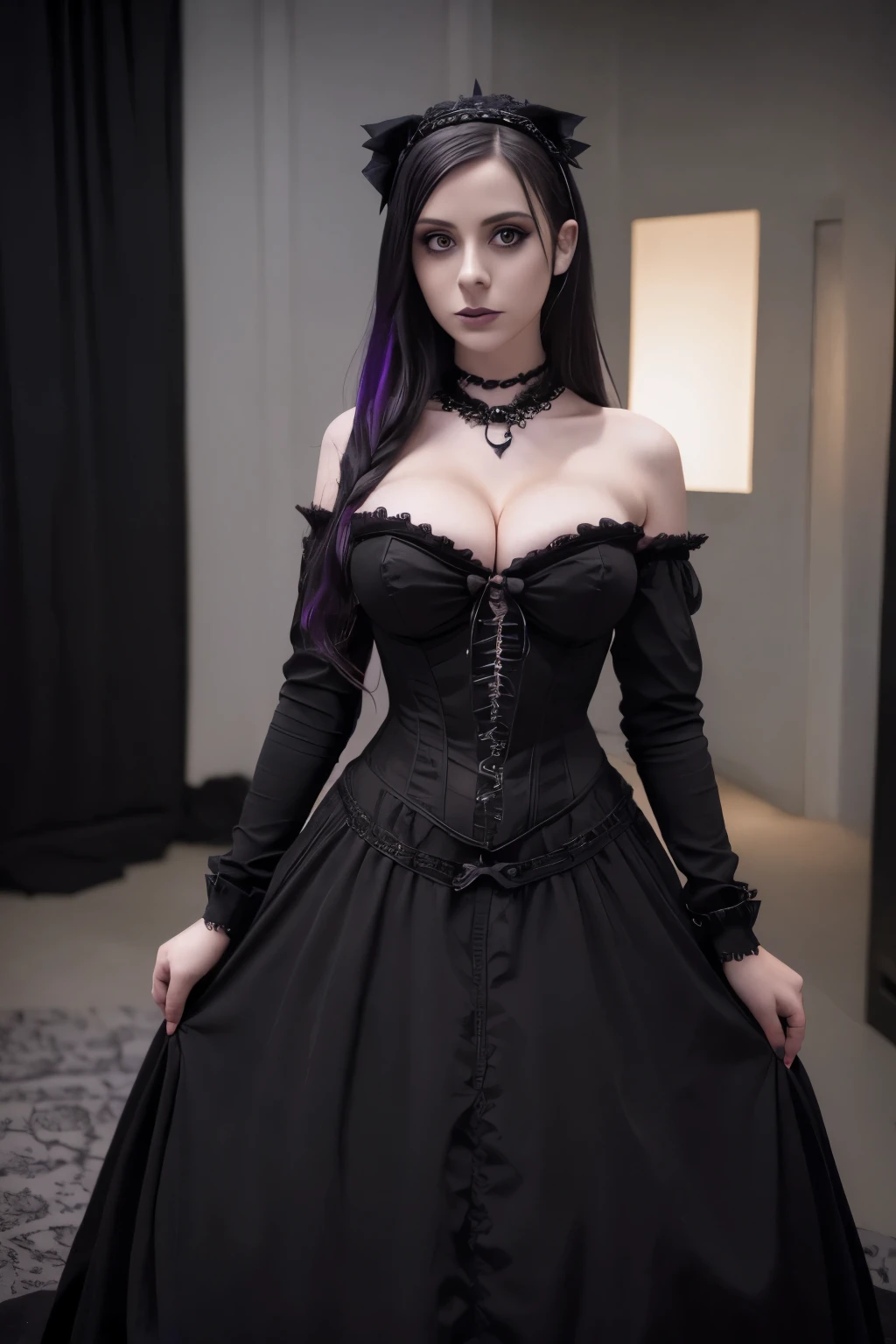 arafed woman in a black dress posing for a picture, digital art inspired by Edo Murtić, reddit, gothic art, amouranth, goth girl, goth, angelawhite, better known as amouranth, webcam, shot on webcam, profile pic, dark goth queen, very beautiful goth top model, young beautiful amouranth, goth woman