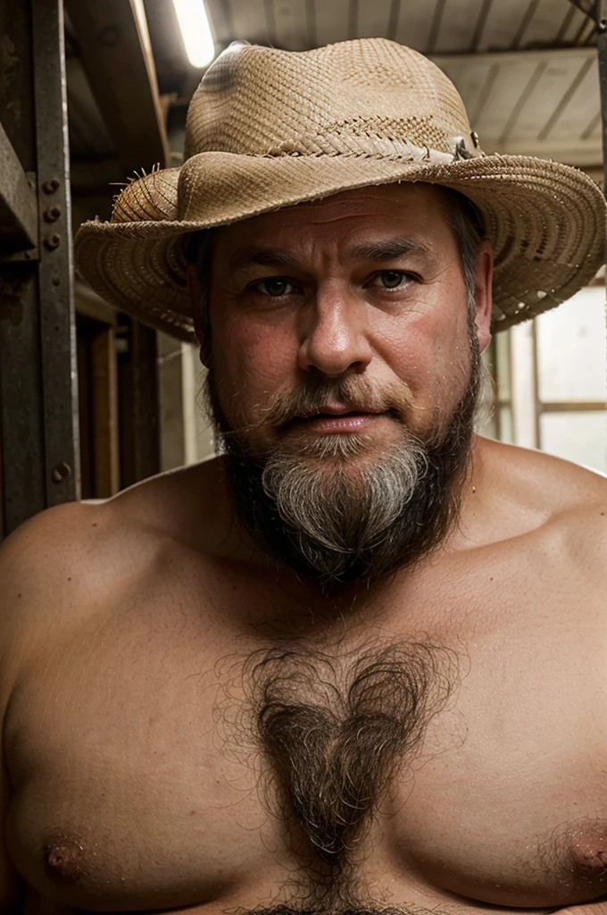 farmer 65 years old white beard chubby naked