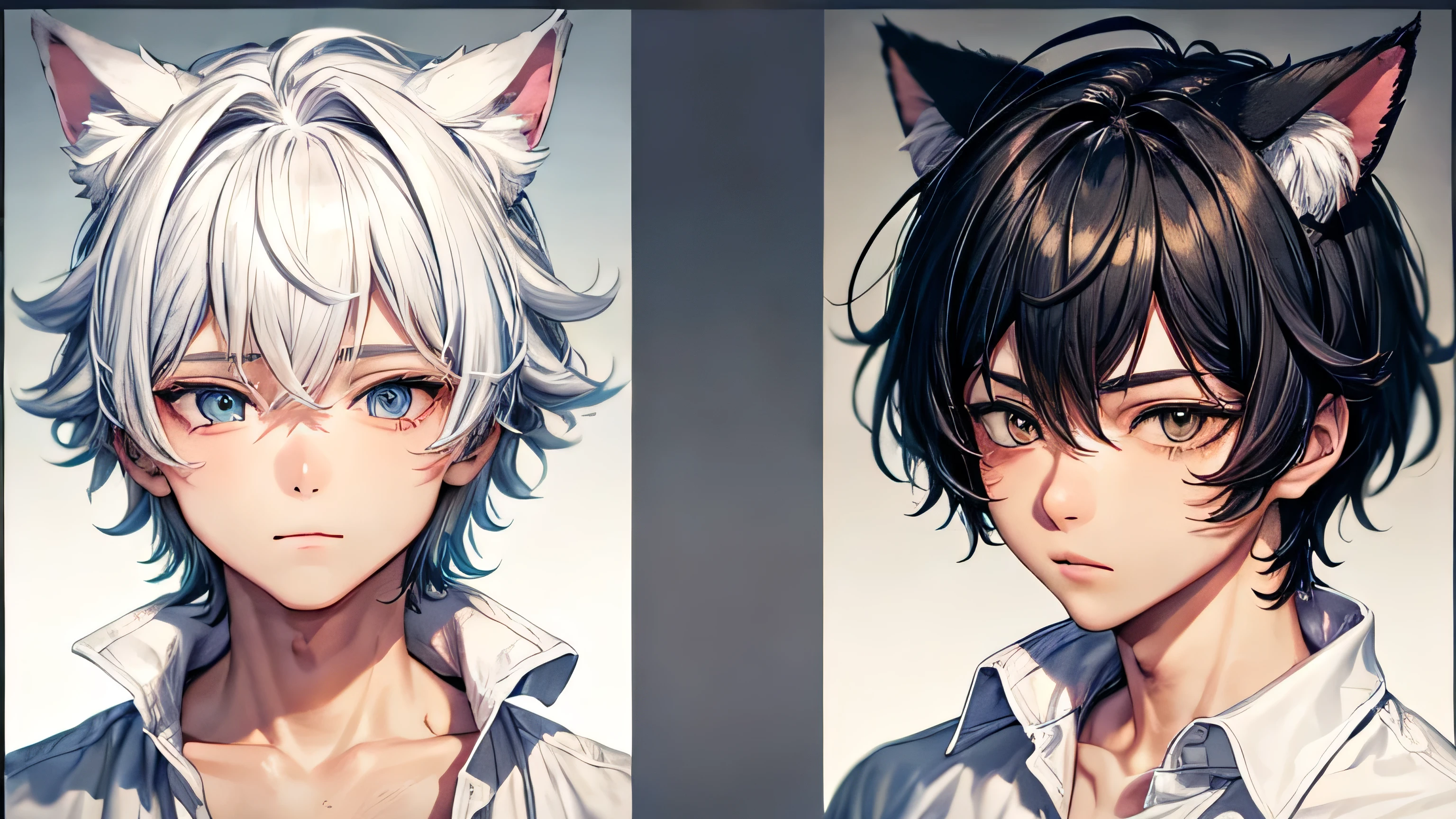 Cat ear　boy　15歳Boy　Boy　male　Cat ear boy　high resolution　4K　High quality and detailed facial expressions　High quality and detailed eyes　High quality and detailed hair