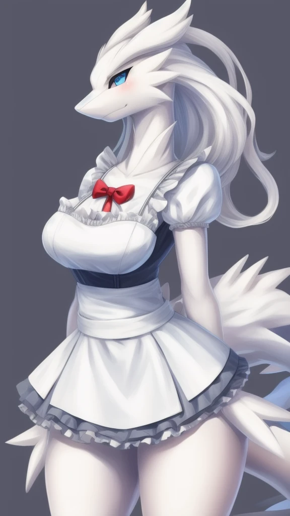 Reshiram,furry,Shark tail,Mo is cute.,Bust 87,Waist 57,Thigh 85,very good,Good resolution,Wear a maid's outfit.,Sweating,good shadow details,shade,Passionate mood,sexy body