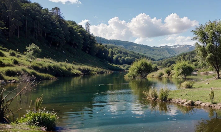 paisagem exuberante em um lago com canions e estradas inacessiveis
