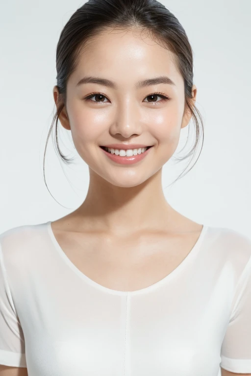 Smooth, Flawless skin, Radiant的肤色, Silky touch, Uniform texture, flawless, Radiant, Young face, Skin is soft and elastic, Non-porous, Perfect skin tone, Porcelain complexion, velvety Smoothness, Skin hydrated and fresh, Natural Beauty, healthy、Vibrant skin, Smiley Face，Squinting smile，Lovely smile，front Photo