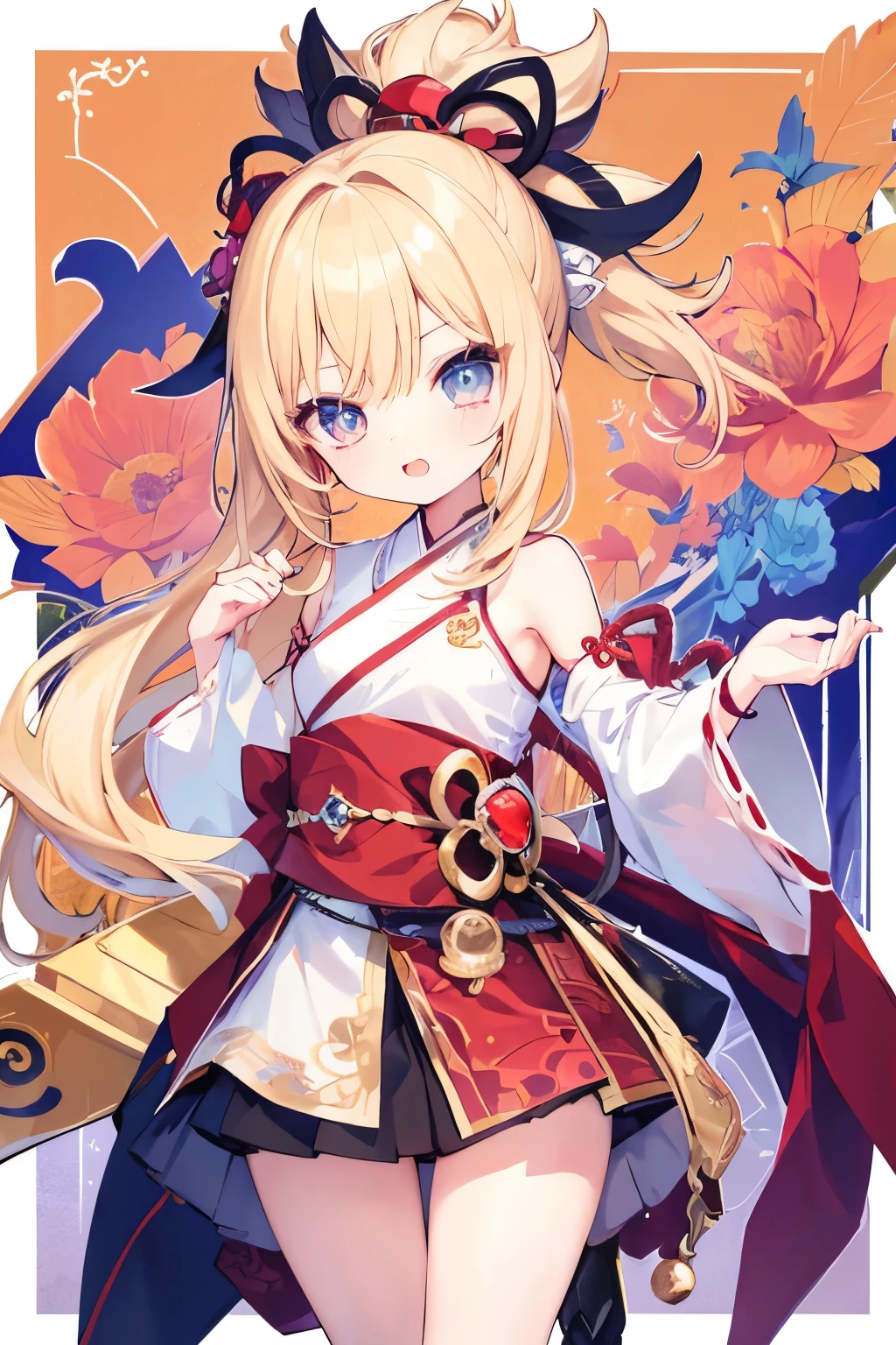 Very beautiful and Shining Eyes、Shining Eyes、((1 girl))、Small breasts、Big Mouth、Childish clothes、7-year-old girl,highest quality, masterpiece, High resolution, alone, {yoimiya_Genshin Impact:1.15},young, blonde_hair, 前hair, hair_ornament, ponytail, 1 female、、masterpiece、highest quality、Accurate、Oiran、Provocative pose、tongue、Big eyes、Leg spread、I can see the whole body、masterpiece, highest quality, High resolution, become familiar with, Teenage Girl,ボサボサのhair,sexy,Have a tattoo,Attractions,Heartwarming,Heart rate,Cropped shoulders,