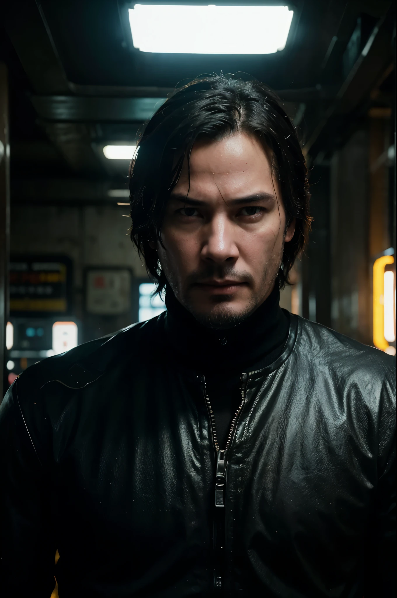 young handsome Keanu Reeves as Johnny Silverhand from Cyberpunk 2077, wearing aviator red sunglasses,businessman suit with black bulletproof vest,drinking conde de montecristo wine, powerfully muscular rogue,physique exudes strength and masculinity,true detective in the style of the witcher and constantine,zeno stoic in the style of john wick and blade runner,neon grid simulation virtual digital post-apocalyptic cyberpunk kowloon walled city brutalist sci-fi bar designed by liam wong,realistic yet romantic,understated elegance,high fashion,haute couture,avant-garde style editorial fashion shot,dynamic modeling pose,seamless blend of colors,CGI digital painting,cinematic still 35mm,CineStill 50D,800T,natural lighting,shallow depth of field,crisp details,netflix 1998 movie,hbo sci-fi film color LUT,32K,UHD,HDR,film light,panoramic shot,breathtaking,hyper-realistic,ultra-realism,high-speed photography,perfect contrast,award-winning phography