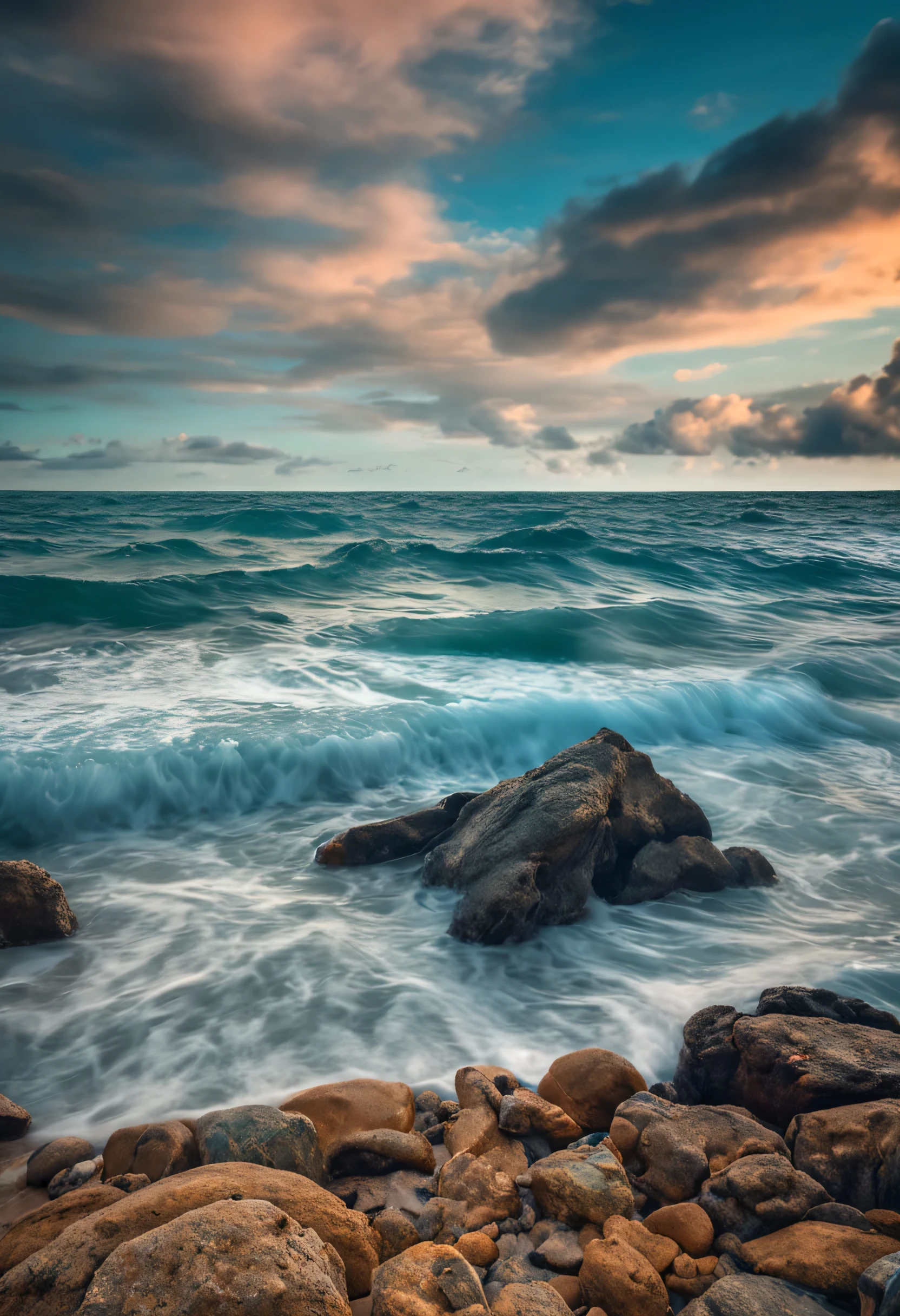 Blue sky with beautiful coast and sea