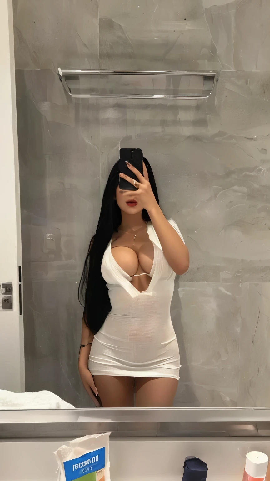 mulher araffe tirando uma selfie no espelho do banheiro, usando um vestido curto branco molhado, 2 modelo feminino de 4 anos, 22 anos de idade, imagem de perfil, angelawhite, 21 anos de idade, 18 anos de idade, imagem de perfil, 23 anos, roupa muito sexy, ayahausca, em roupas brancas, o extremamente quente e sexy