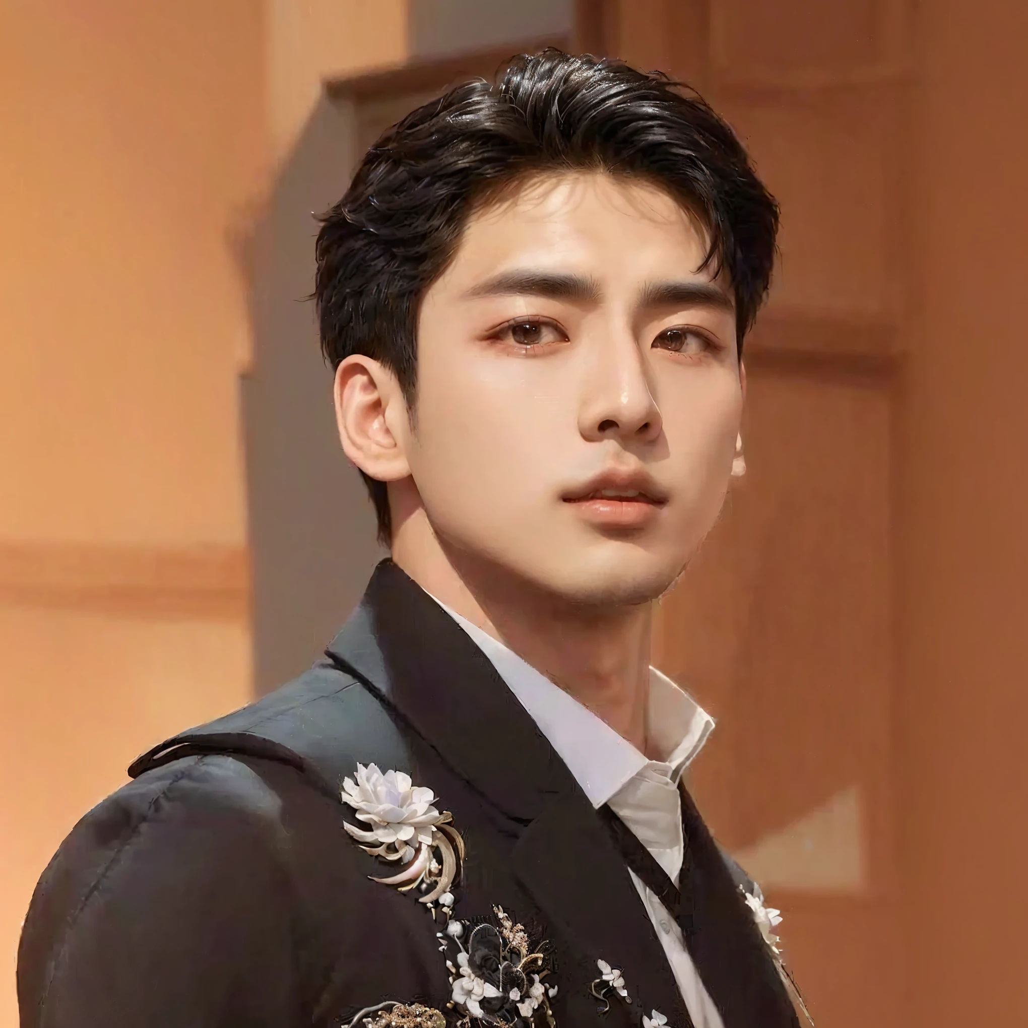 araffe asian male in a black jacket and white shirt, cai xukun, jungkook, jinyoung shin, siwoo kim, hyung tae, handsome prince, young wan angel, sakimichan, beautiful androgynous prince, taejune kim, yanjun chengt, inspired by Zhang Han, delicate androgynous prince, beautiful young prince, headshot profile picture
