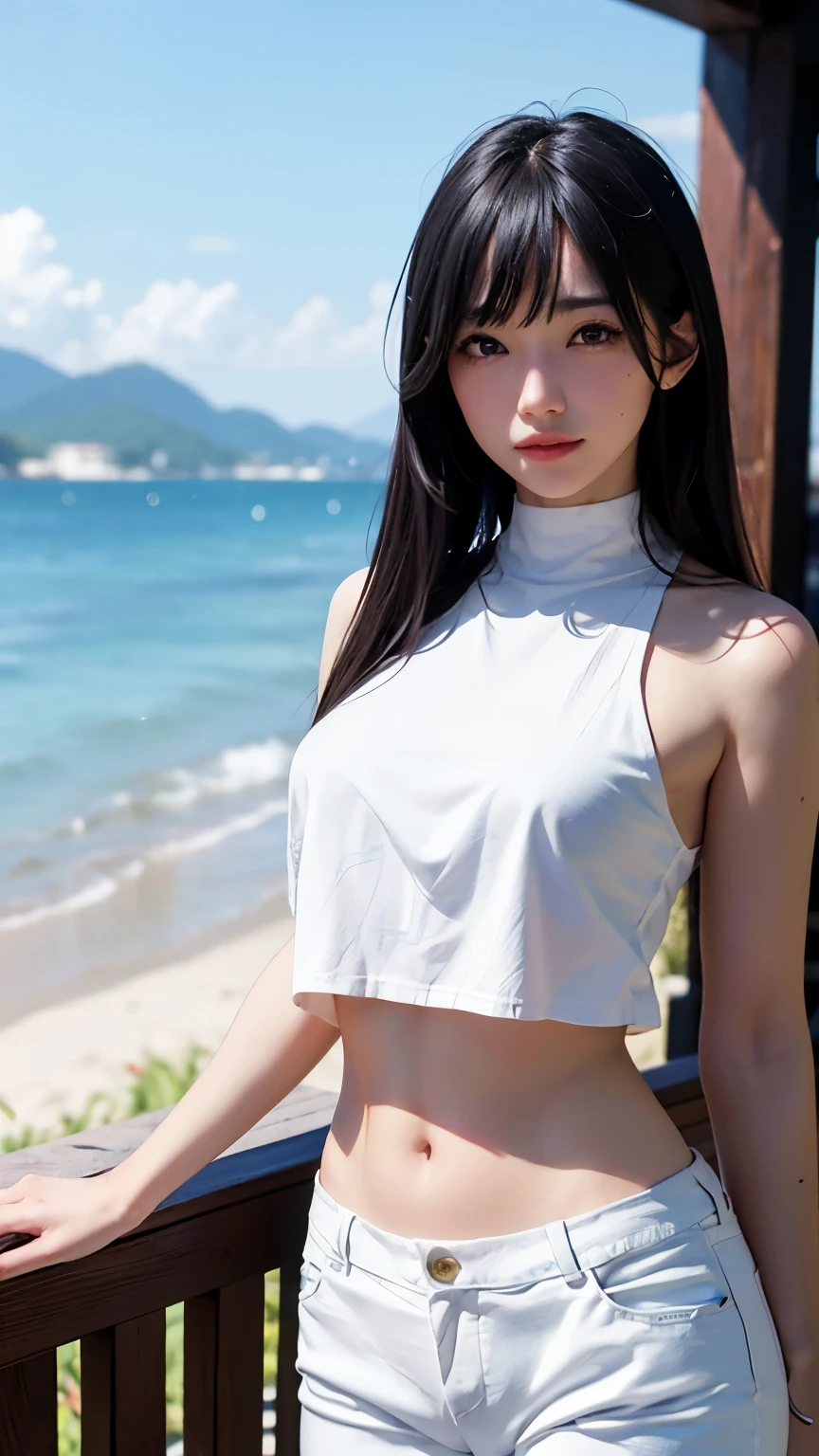 Foto hiper-realista e detalhada de corpo inteiro de uma jovem loira sorridente, vestindo um short de couro justo e uma camiseta. fora. Sol brilhando. olhos perfeitos, (Maquiagem dos olhos:1.1), (pele altamente detalhada:1.1), Cru, analog style, sharp focus, 8K Ultra HD, dslr, alta qualidade, Fujifilm XT3, grain, premiado, obra de arte.