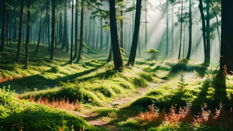 Ink Painting「Morning Forest」 prompt: Morning Forestの風景を描く。