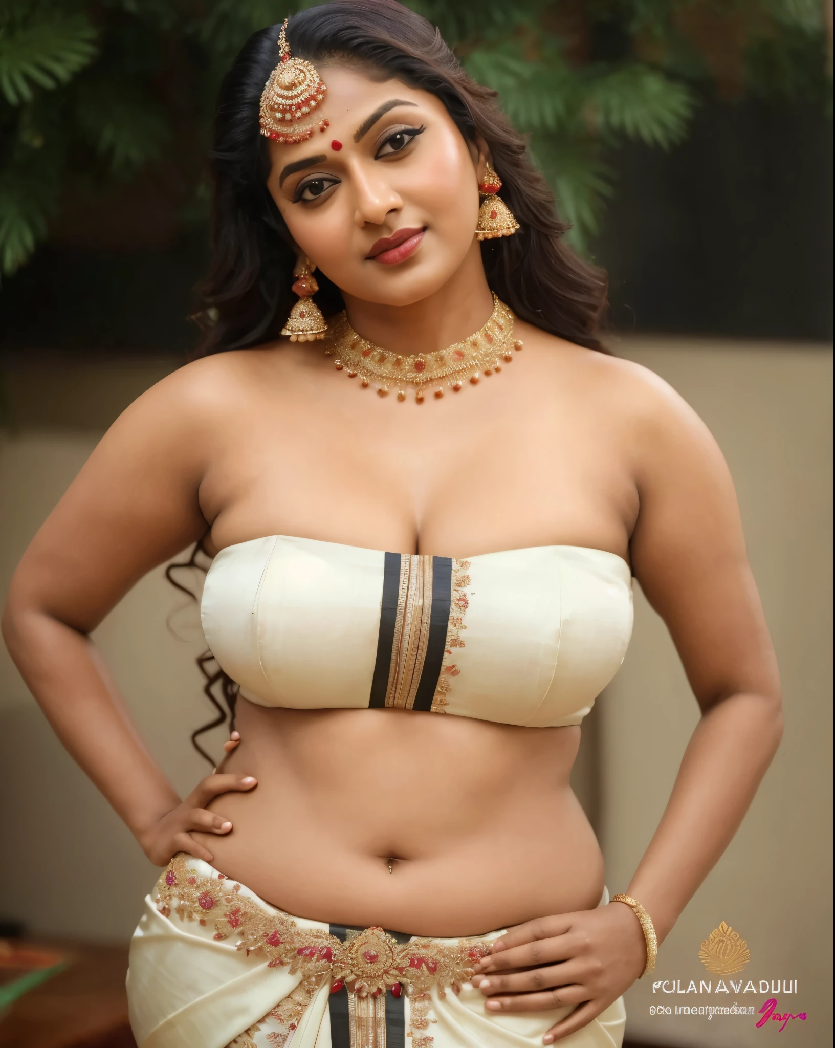 Wearing a sexy satin saree with strapless Bra, sexy Indian housewife, Looks like Indian Actress Nayanthara, actress Nayanthara, mallu, mallu aunty, desi aunty, full figured mature beauty,  sweaty skin , shining skin, sweat, attractive figure, 48 years old, spicy hot, desi milf, desi aunty, a close up of a woman in a red dress in a bedroom, inspired by Avigdor Arikha, sleek!!!, indian super model, wavy hair combed to one side, actress, by Jitish Kallat, smoldering, intense smoldering, fashion, an angel, print ready, with a dramatic looking, inspired by Sudip Roy, seductive look, sexy Saree queen, sexy Saree fashion, seductive Saree,  wear saree, sizzling hot Beauty, red juicy lips, detailed armpits, 