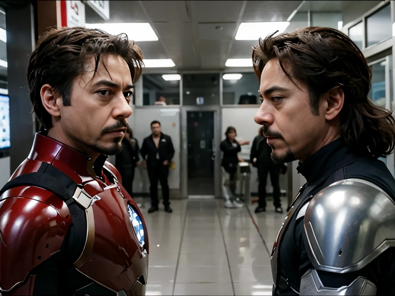Tony stark ao lado de seu melhor amigo, prontos para a batalha.