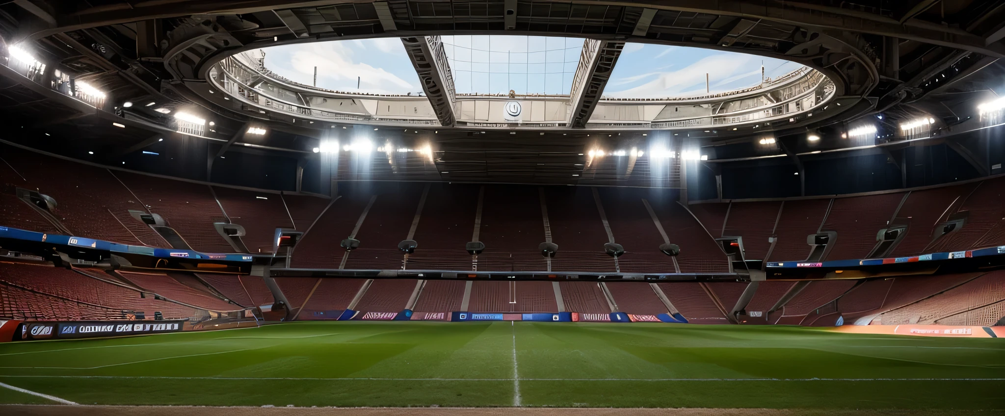 empty grand soccer stadium, stunning lighting, dramatic poster, ultra high definition
