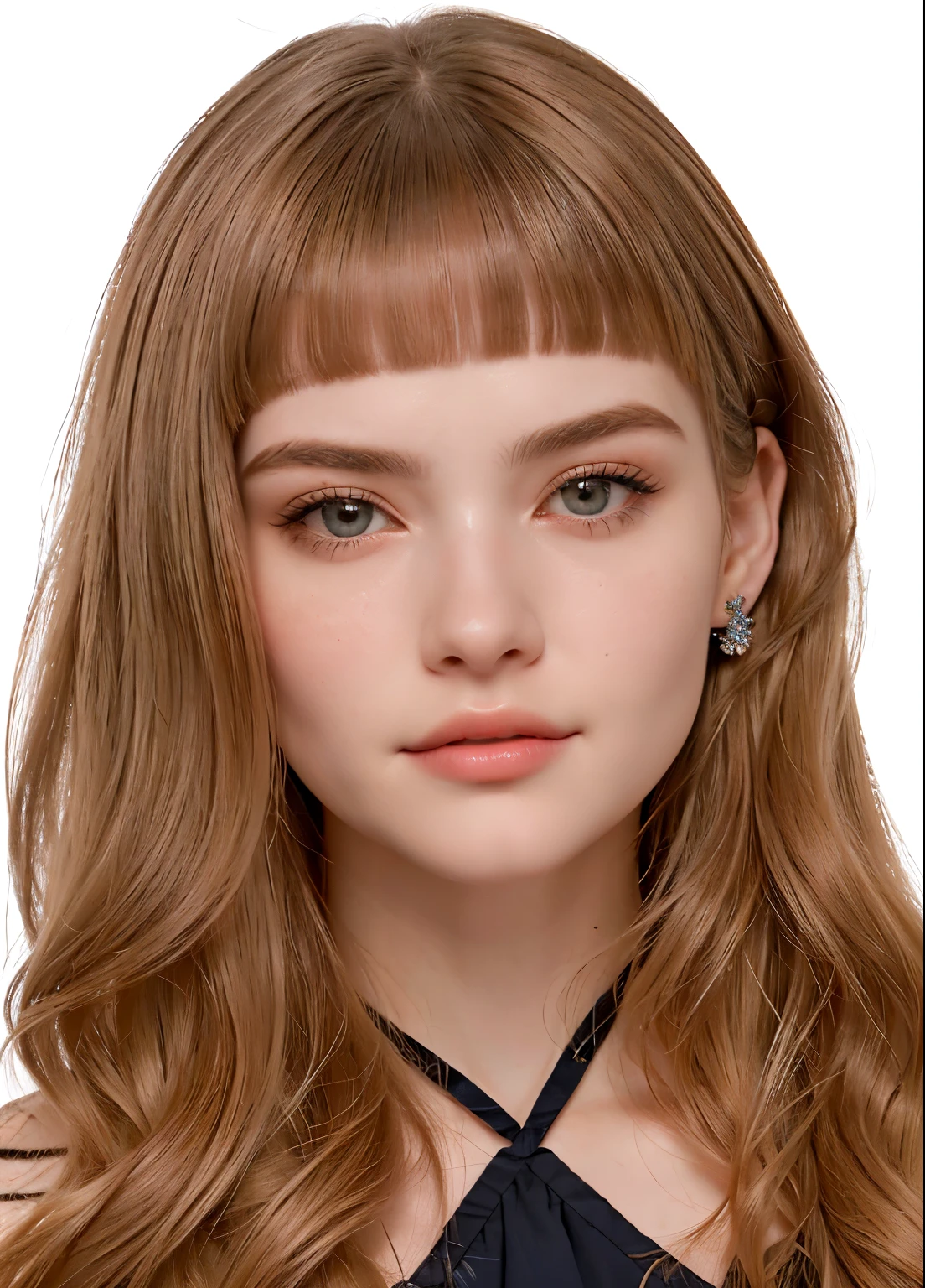 um close up de uma mulher com longos cabelos ruivos e olhos azuis, inspirado em Dulah Marie Evans, adolescente hiperrealista, inspirado em Sim Sa-jeong, rosto detalhado realista, pele brilhante, avatar da segunda vida, rosto realista detalhado, inspirado em Pia Fries, inspirado em Shukei Sesson, azul. Cabelo detalhado, highly rosto realista detalhado, rosto realmente detalhado