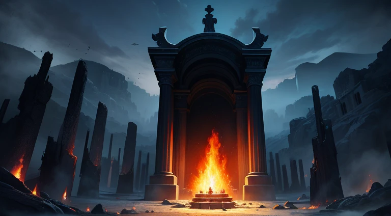 Underworld，Greek mythology，hell，Dark Wind，realism background，Landscape standing painting，Hadiya style throne