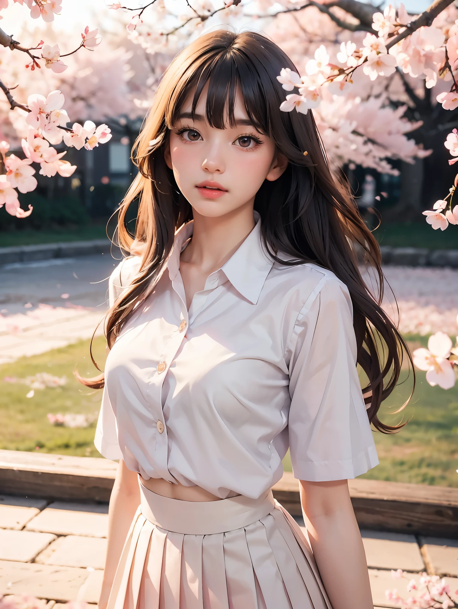 Changed to an 18-year-old high school girl wearing a black miniskirt uniform and white dress shirt.。
