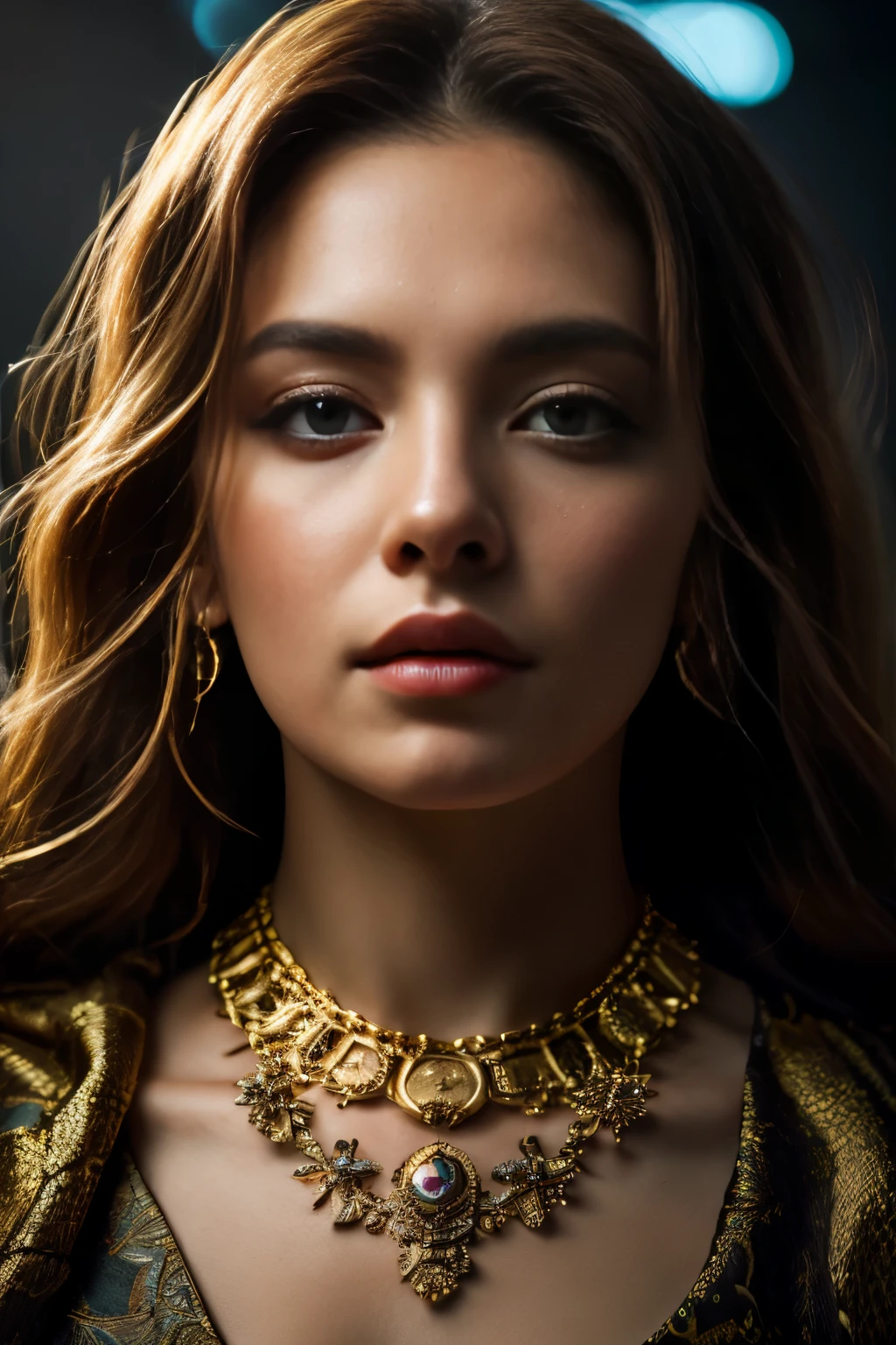 (highres,masterpiece:1.2),(realistic:1.37),(best quality, highres, ultra-detailed, realistic), mesmerizing cyberpunk dark fantasy, Medusa in all her sinister beauty, with six serpent arms gracefully intertwined. (Her radiant eyes:1.6), hypnotic and piercing, capture the essence of a demonic queen. The details of her face, meticulously crafted, reveal every delicate scale and unique pattern. The atmosphere surrounding her is filled with an otherworldly aura, bathed in a mix of neon lights and shadows. The backdrop resembles a movie scene, with hints of an ominous underworld. This portrait presents a close-up shot, focusing on the captivating visage of the goddess, portraying her as a captivating and formidable presence in the realms of darkness, the most beautiful face in the universe, erotic face, sensual face,(NSFW:1.3), Delicate, intricated beautiful necklace,