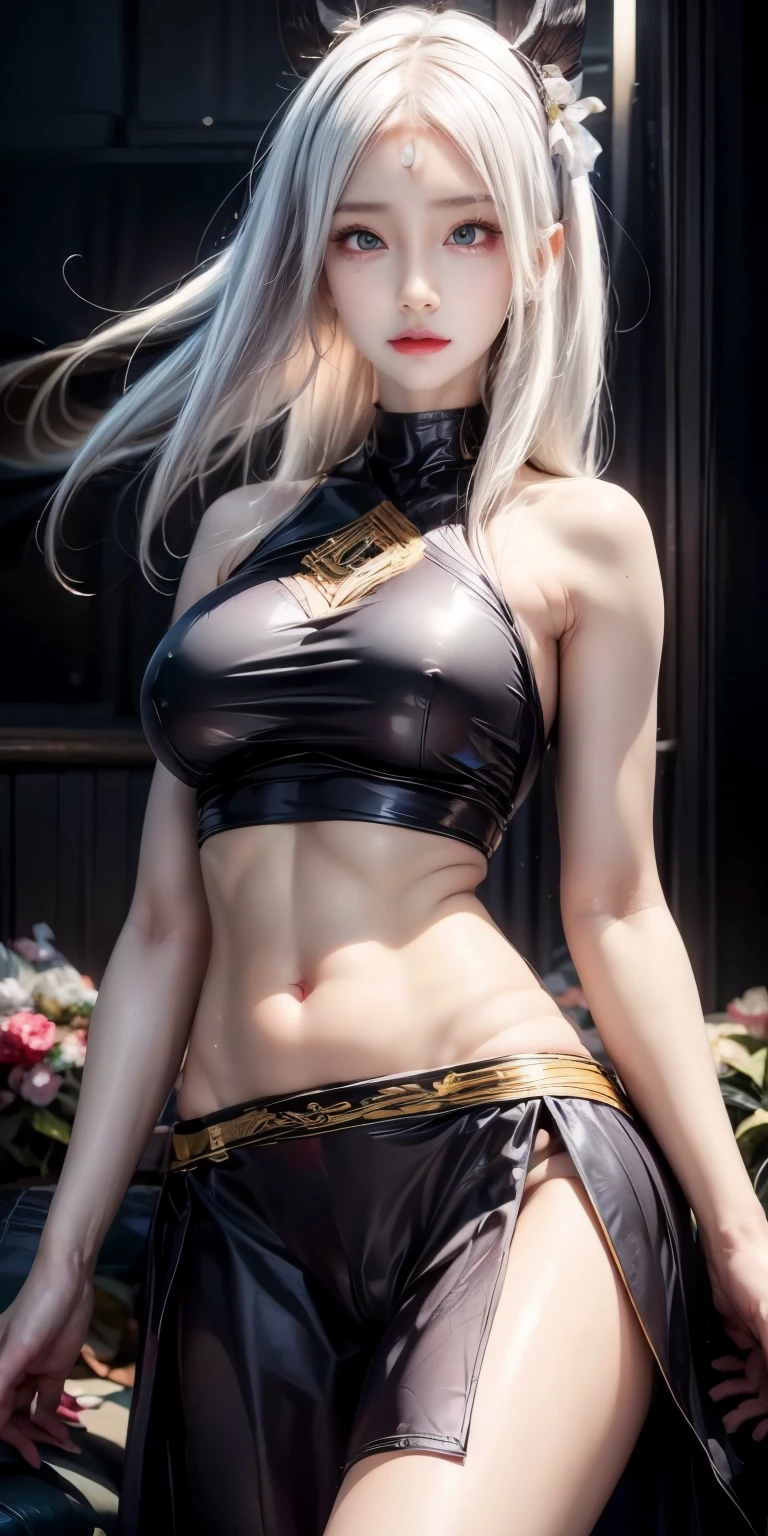 realistic, 1gril, per HD, 12k, wearing Allstars shoes, slim body, rather big body, six pack body, big round breasts, no clothes, beautiful breasts, looking at the camera, sitting on the sofa, long black hair, facial details, detailed person, body details, clothing details, hair details, body details, body details, breast details, vagina details, clothes, eye details, sweat details, water details, pose (knees bent and legs wide apart) whole body