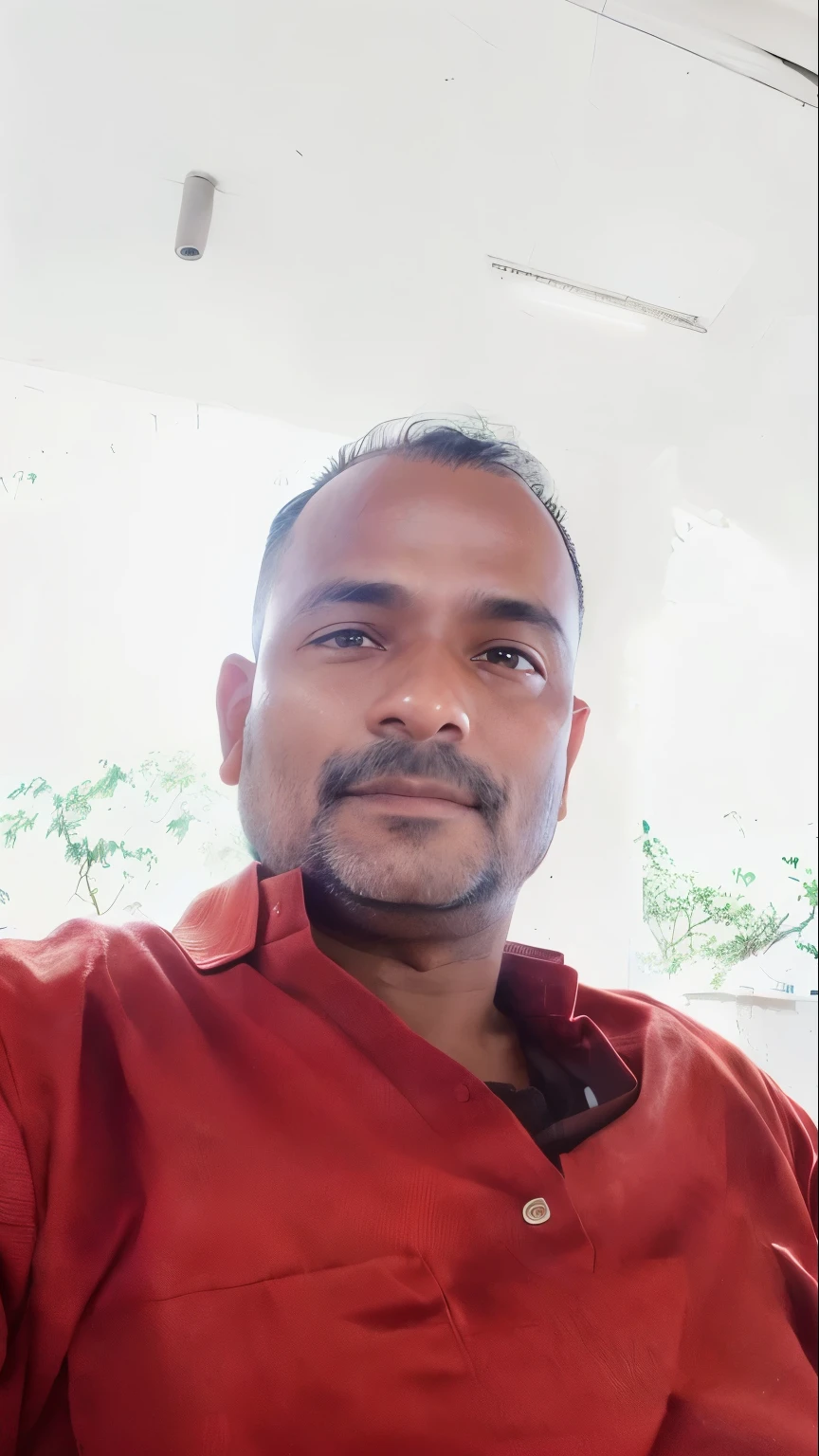 there is a man sitting in a chair with a cell phone in his hand, 4 0 years old man, vastayan, vinayak, about 3 5 years old, selfie photo, very clear picture, a photo of a man, 5 0 years old man, without helmet, with accurate face, very clear image, photo of a man, without beard