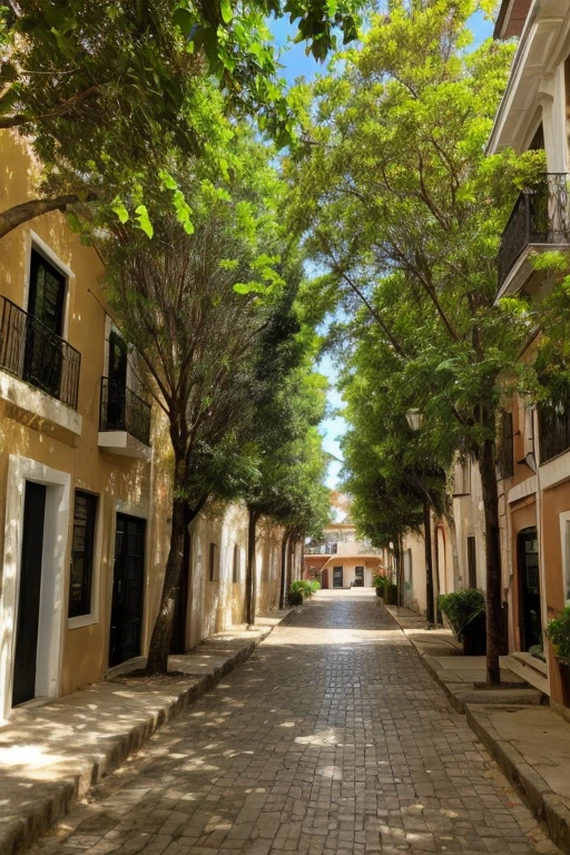 Quiet street with beautiful trees, fachada de uma casa 