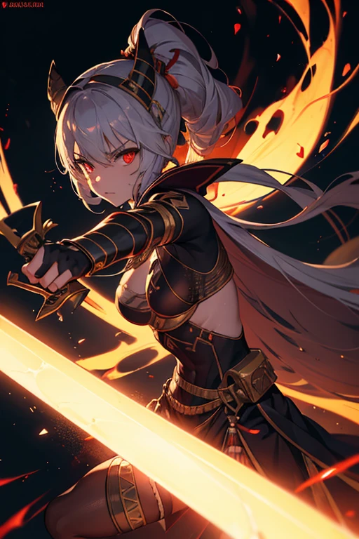 girl, ancient mummy, evil look, sexi, wielding an egyptian sword, bandaged, red glowing eyes, combat stance, vibrant appearance, creative behavior, imaginative, sensual, spontaneous, highest quality, skin texture, intricate details, (cinematic lighting), RAW photo, 8k