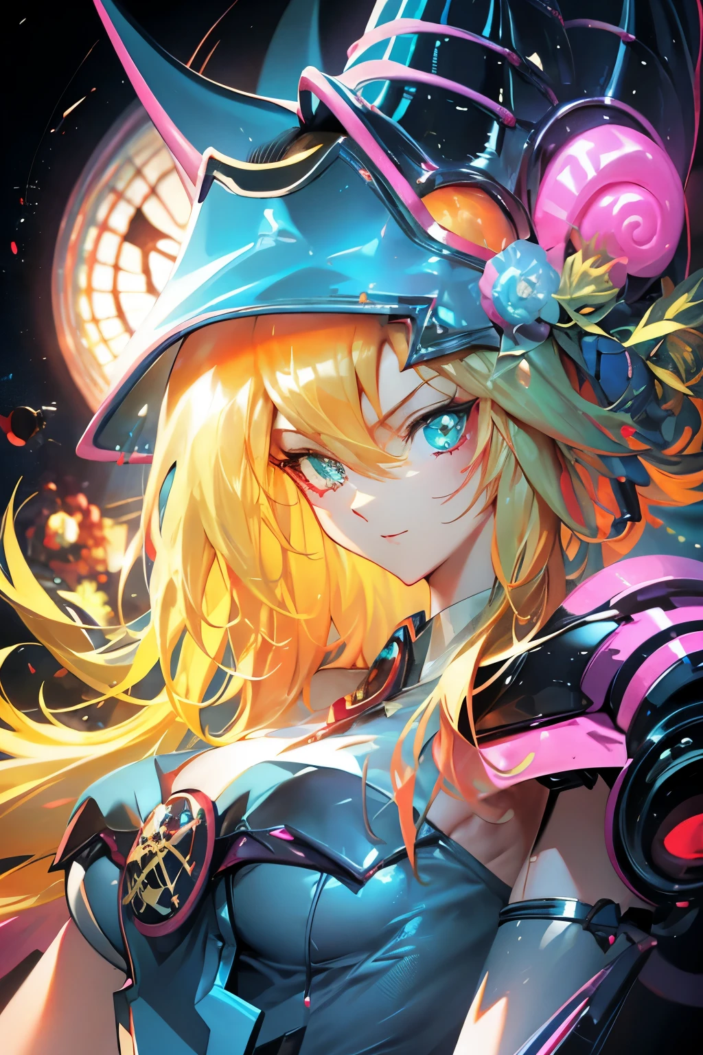 Hatsune Miku disfrazada de dark magician gils.