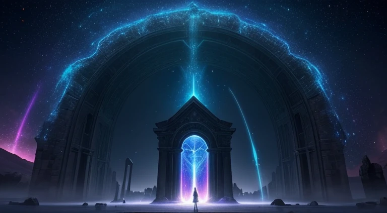 (Best quality at best,A high resolution,tmasterpiece:1.2),ultra - detailed,(actual:1.37),Mysterious portal,Flashing energy,Otherworldly,Eldoria,Obsessed,Ancient ruins,Glow symbol,Fantastic creatures,ethereal beams,Whispering wind,Mysterious shadows,Fantastic atmosphere,A world of dreams,thin fog,floating islands,fantastical creature,Hidden secrets,Unknown size,luminescent colors,cosmic energy,spiritual essence,transcendental experience,lighting path,surreal scenery,magia,Elemental power,Thrilling feeling,long arch,Ancient rituals,dancing particles,sacred place,Harmony of elements,Calm atmosphere,Journey into the unknown,the disappearing horizon,The possibilities are endless,attractive beautiful,vivid imagination.