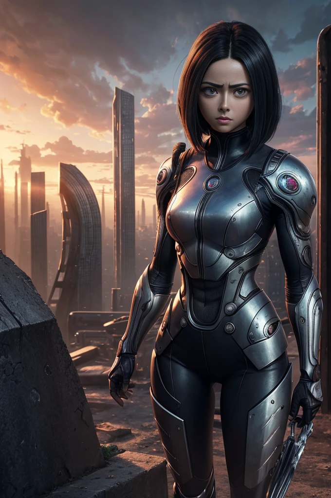 best quality ,masterpiece, illustration, an extremely delicate and beautiful, extremely detailed ,CG ,unity ,8k wallpaper, Amazing, finely detail, masterpiece,best quality,official art,extremely detailed CG unity 8k wallpaper,absurdres, incredibly absurdres, ultra-detailed, highres, extremely detailed,beautiful detailed girl,light on face, 1girl, mecha, armor, mechanical_body, black hair,  spaceship, city, cyberpunk, star_sky,  