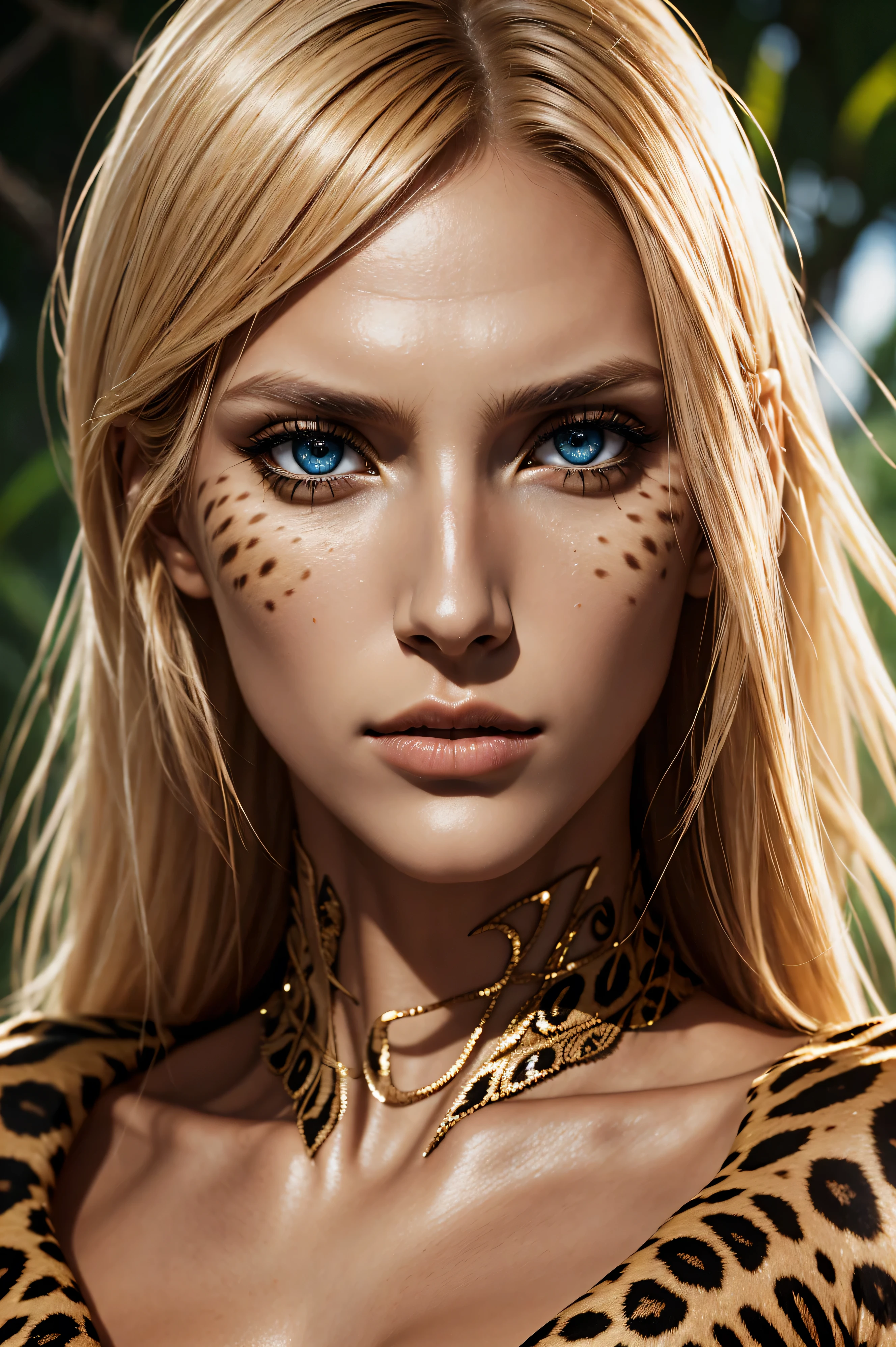 Anja Rubik, wearing cheetah costume transparent. professionally retouched, soft lighting, realistic, smooth face, perfect eyes, sharp focus on eyes, 8 k, high definition, insanely detailed, intricate, elegant. against the background of the savanna.