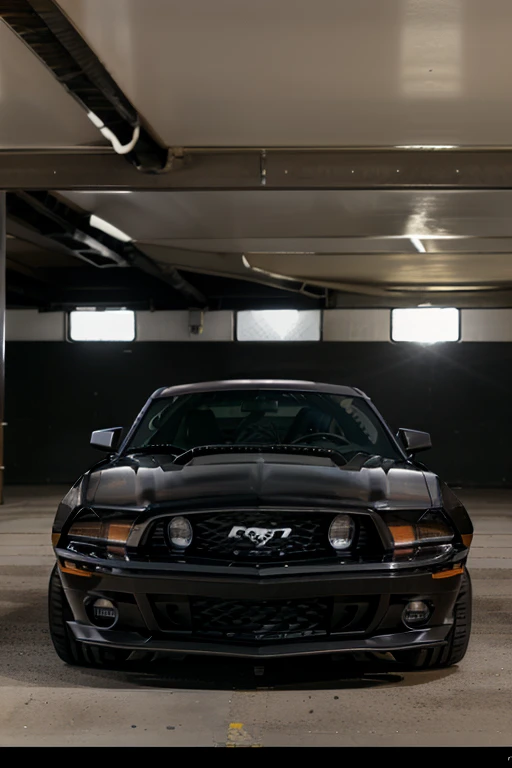 ((Schwarzer mustang gt coupe mit dem baujahr 2005)),