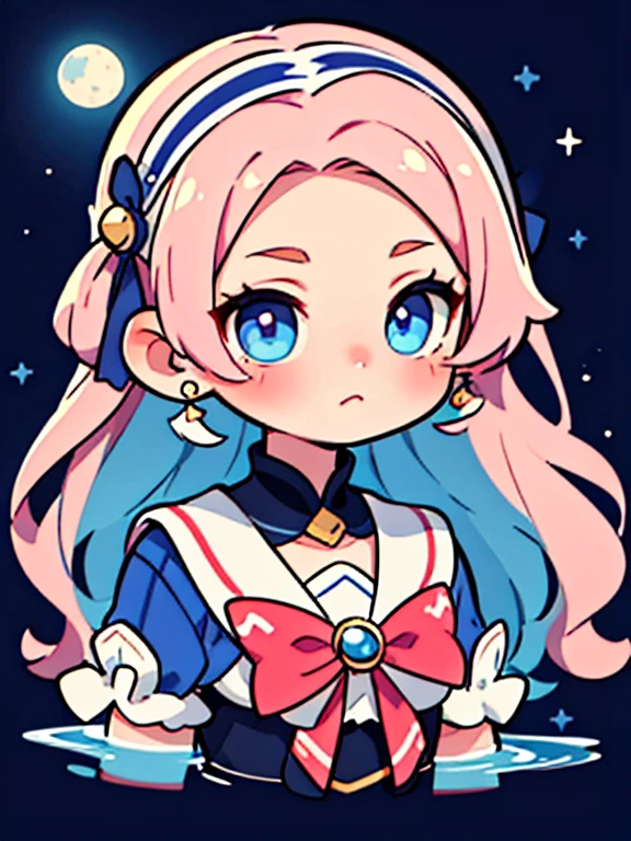 Marinera con lazo rosa y ojos azules., Marinero de la luna!!!!!!!!, Estilo luna de hielo de agua, kawaii, princesa anime, el marinero de la luna. linda chica anime, magical girl portrait