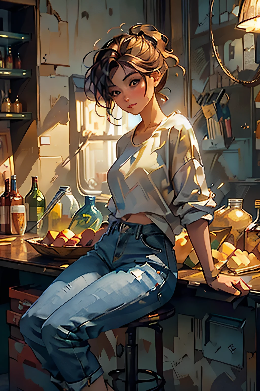 shui001,
(photorealistic:1.4), official art, unity 8k wallpaper, ultra detailed,exquisitely detailed skin,(cinematic angle)(film grain:1.2)cinematic lighting,beautiful and aesthetic, masterpiece, best quality, glowing skin, (Cool light:1.5),full body,(Moonlight)(in a suppermarket) 1girl, yellow t-shirt, Washed flared jeans, white converse sneakers, dynatic pose, a wide range of shelves, a fridge full of drinks,shopping, 1990s \(style\),