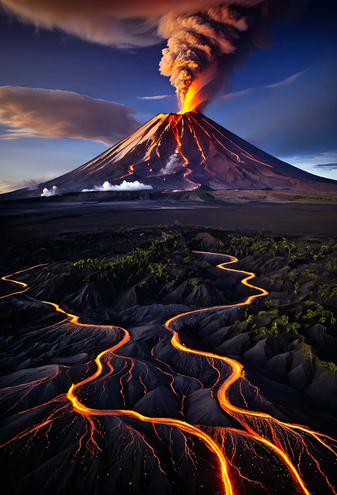In an intricate display, eruptions unfold like a symphony, with each volcano representing a note in the grand composition of Earth's tumultuous geology.