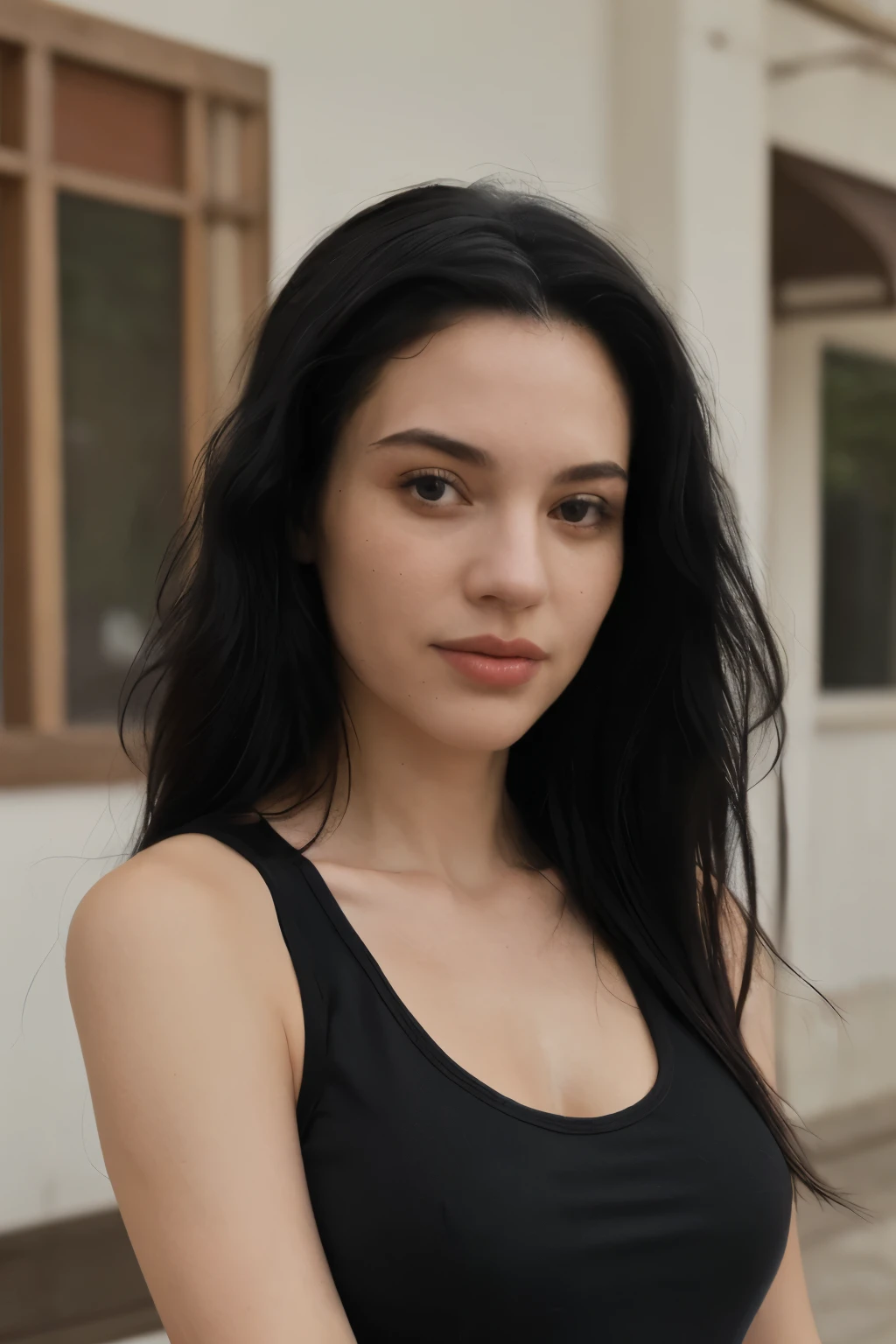 ((best quality)), ((masterpiece)), (detailed), perfect face long black hair tank top uzzlang