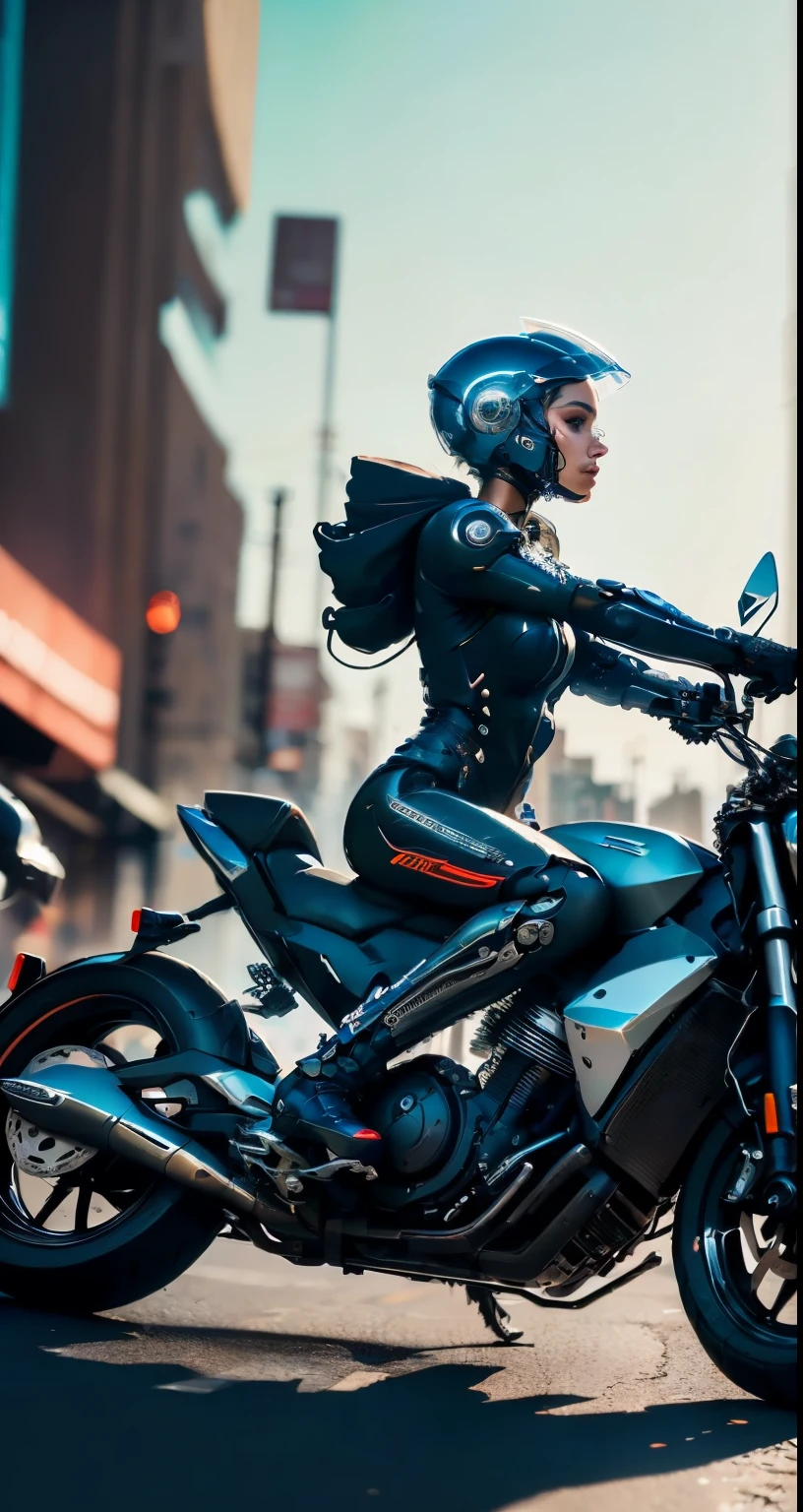 Cute sexy full body mecha of cyberpunk female warrior, no face, black tech mechanical opaque helmet, biomechanics, MSHN robot, high-tech helmet, surreal, steel, complex design, crazy details, fine details, extremely clear lines, cinematic lighting, photorealistic, detailed masterpiece