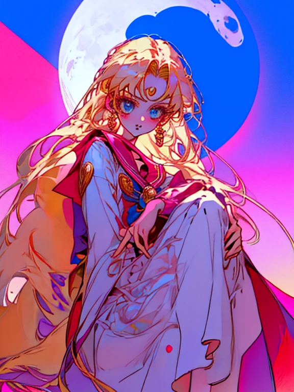 Anime girl with long blonde hair and blue eyes sitting under a tree., the Marinero de la luna. hermoso, Marinero de la luna!!!!!!!!, Marinero de la luna style, Marinero de la luna aesthetic, por marinero luna, inspired por marinero luna, princesa anime, diosa del anime, hermoso anime, anime wallaper, estilo anime 4k, fondo de pantalla animado, inspirado en Naoko Takeuchi, linda chica anime