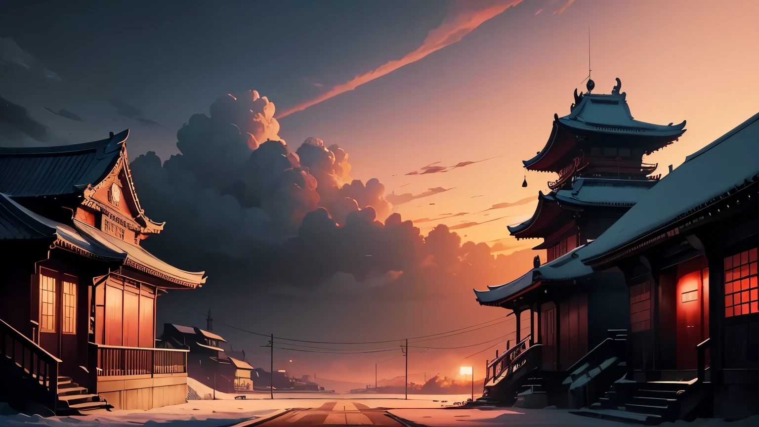 youtube banner backgroud, anime, jujutsu kaisen, temple, darkness, red sky