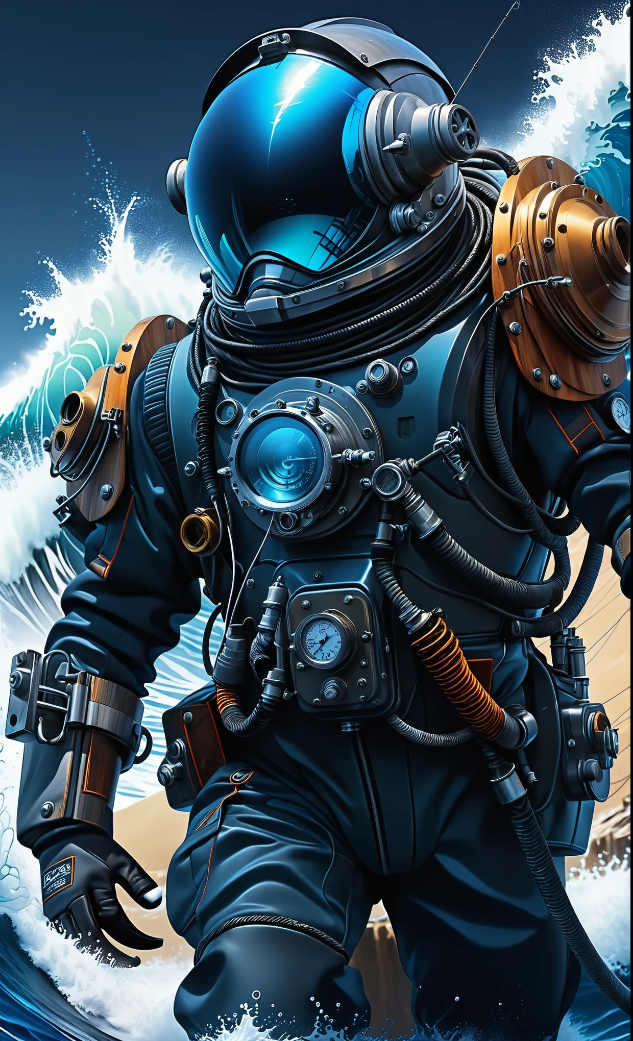 Nazare Nautica vol.2 - Fishing cutters and deep divers, by Luis Duarte, Nanopunk, blue shading, Nazare style, Element Water, Mythpunk, Graphic Interface, Space Art, Sci-Fic Art, Dark Influence, NijiExpress 3D v3, Kinetic Art, Datanoshing, Oilpainting, Ink v3, Splash style, Abstract Art, Abstract Tech, Cyber Tech Elements, Futuristic, Epic style, Illustrated v3, Deco Influence, AirBrush style, drawing
