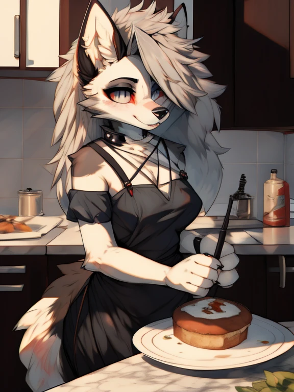 by zackary911,zackary911, wolf, anthro, giantess maid in kitchen, loona,sfw.
