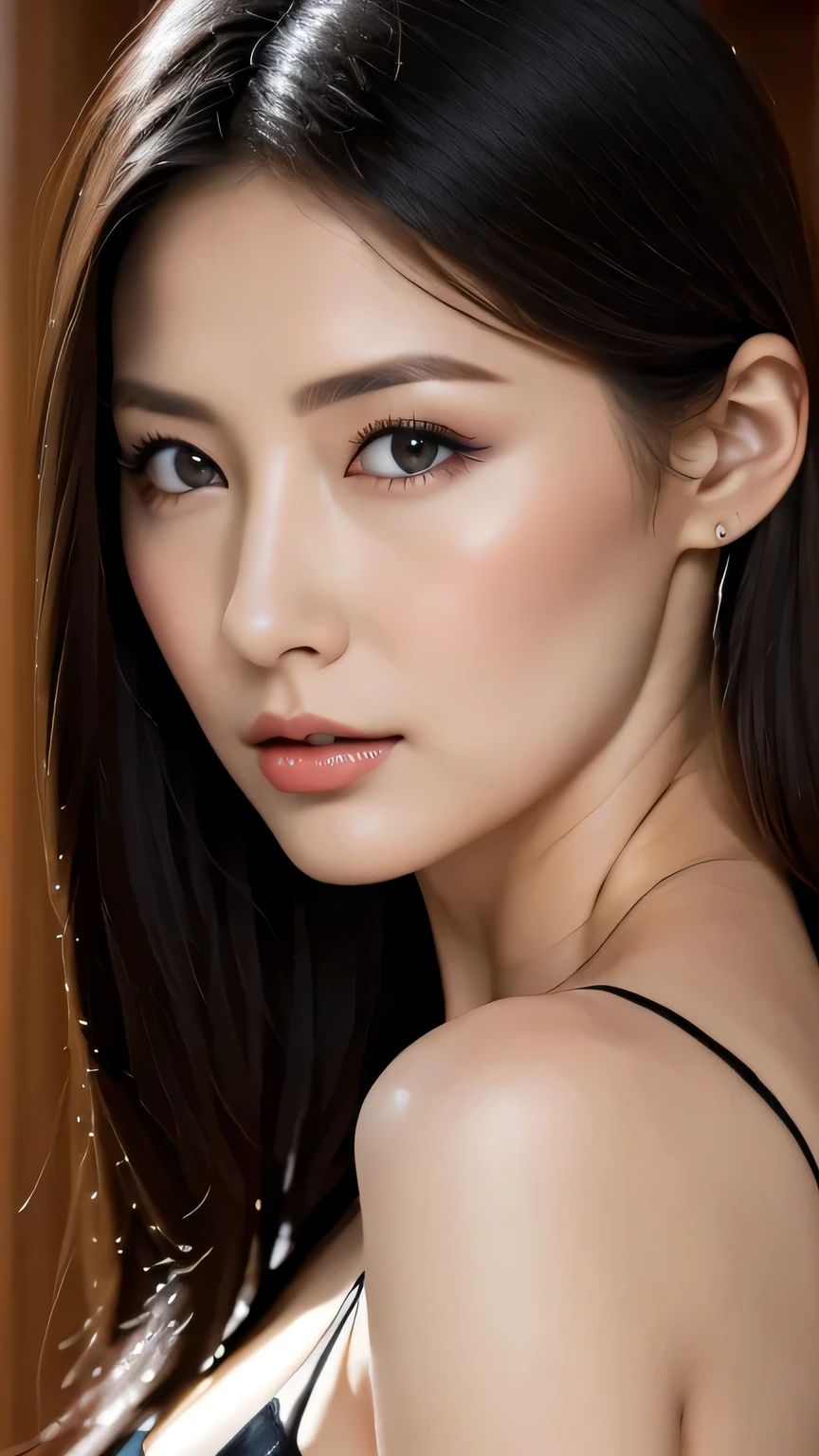 25 year old girl Portraiture black hair, Russia, Beautiful Face, Perfect Face, Surreal, Front view, Photorealistic、Portraiture