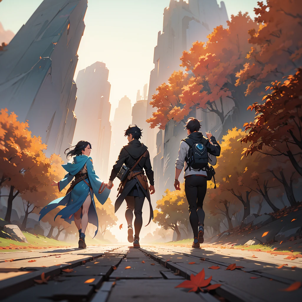 Fallen leaves on the path in the mountains, Atey Ghailan 8 K, inspired by Sylvain Sarrailh, Makoto Shinkai Cyril Rolando, concept art wallpaper 4K, digital painting concept art, Cyril Rolando and Goro Fujita, inspired by Atey Ghailan