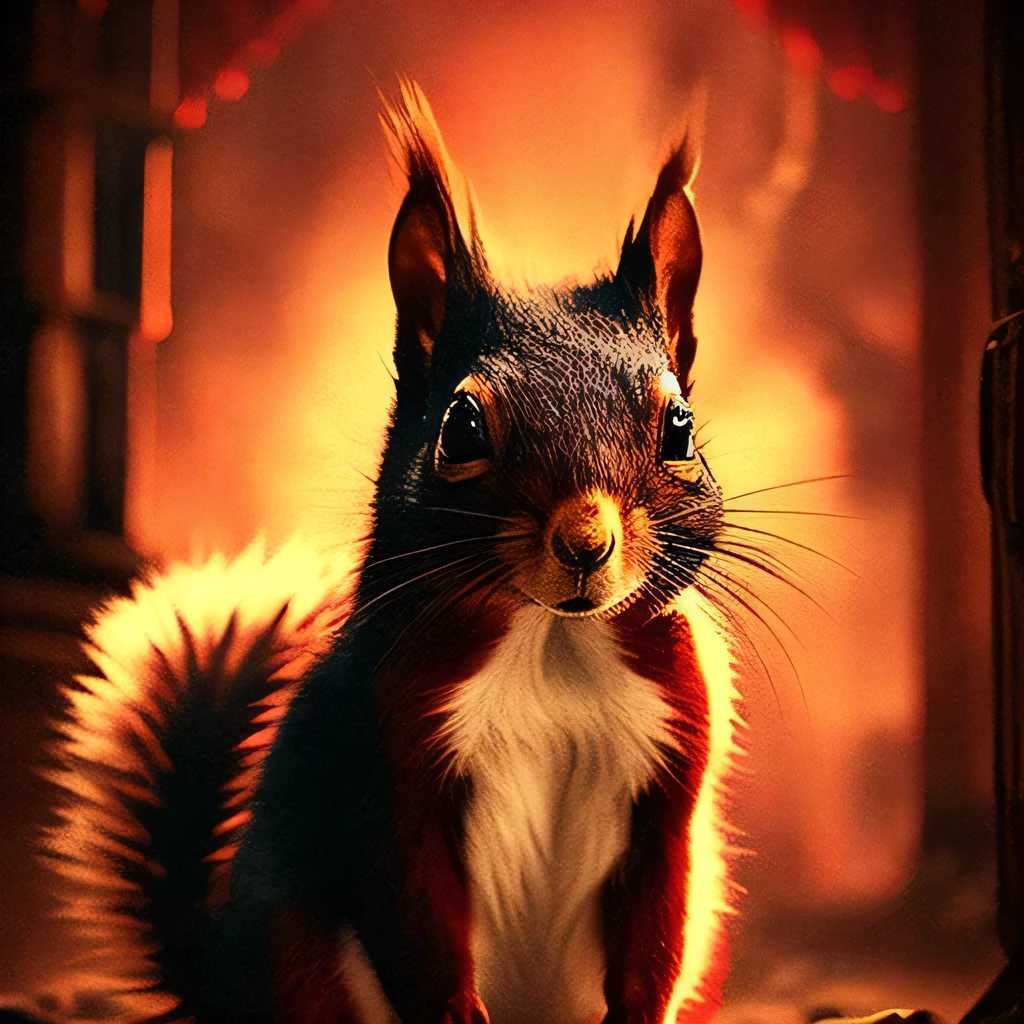 Behold the terror that is the Red Nightmare Squirrel, meticulously crafted by the darkly imaginative mind of DarkSquirrelArtist, BloodDripDesigns, and RodentTerror. (highest quality, masterpiece, ultra-detailed, dramatic, realistic, nightmare, killer, squirrel)
This is no ordinary squirrel; its fur is a sickening shade of matted and dirty red, stained with dried, clotting blood that adds to its terrifying appearance. Its Big, black, cruel eyes exude a menacing glint, filled with an unholy malice that is sure to induce nightmares.
The squ
