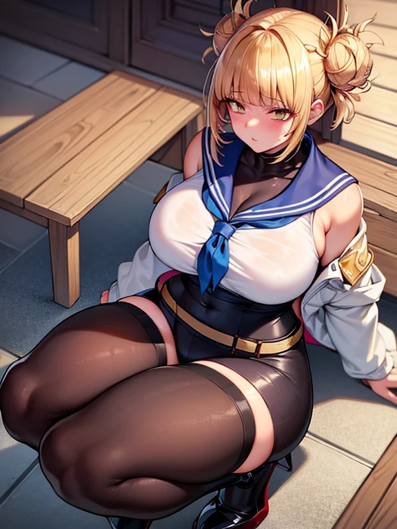 (masterpiece:1.4), highest quality, High resolution, lu1, cyborg, Multicolored Hair, compensate, Exposing shoulders, Black leotard, High leg leotard, (String:1.1), White jacket, Open jacket, belt, Shorts, Cowboy Shot, cyber punk, squat, wall, Abdominal muscles, A woman sitting facing the front , cyber punk, cybercore, Underarm, Bobcut, juicy thighs, Muscular woman, , shiny and bright skin, Smooth surface, Tight body suit, Beautiful Face, Cute face、Plump、Big , Big , Full Body Shot, Mature mother, Voluptuous thighs, ox,  mature woman, Perfect body, Plus Size Model, Sailor suit, Wearing high heels,Miniskirt Uniform, Chunli、Cleavage、Clothes with a wide open 