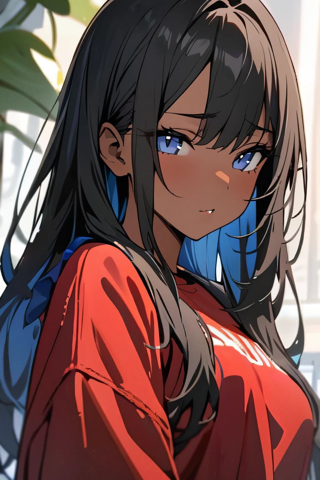 Masterpiece, best quality, beautiful girl, beautiful face, multi-colored hair, dark skin,
