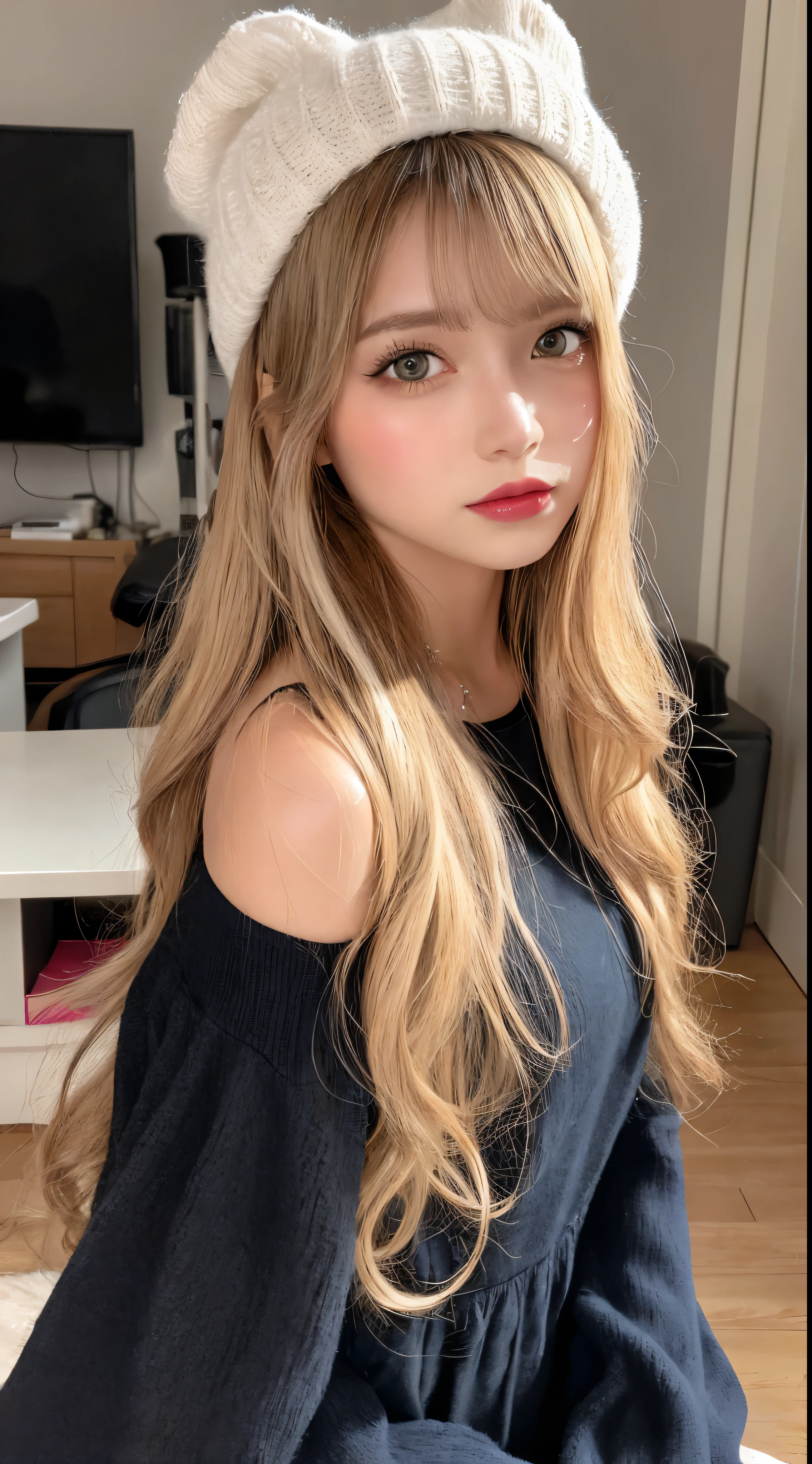 alta qualidade、loiro、erotic clothes、Garota、mini jupe、cor de cabelo brilhante、cabelo bronzeado、sensual 、loiro、high school student、pernas finas、Beautiful eyelashes、high resolutionの顔、Diminuir zoom、20 anos、upward viewing angle'de joelhoelhor qualidade, illustration, super detalhado, detalhes finos, high resolution, parte inferior de'Dendé 8K bodies, lindos olhos detalhados, random cute hairstyles, C cup breasts, natural color lips