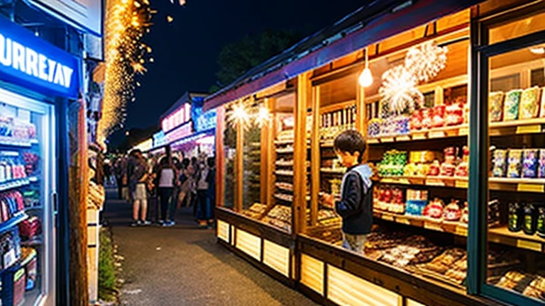 Countryside summer festival、Opening a store、firework、The kids