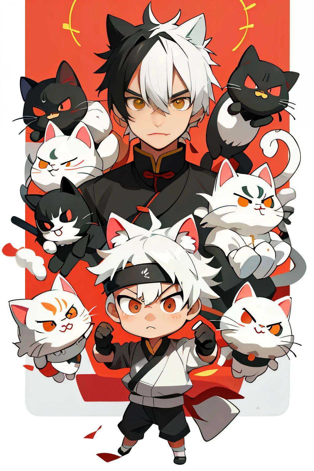 Cute Chinese cat with Kakashi Hatake's features,One Chinese cat cosplaying as Kakashi Hatake,Kakashi Hatake transformed into an adorable Chinese cat,Anime cat with Kakashi Hatake's iconic eyepatch and headband,Purr-fect Chinese cat imitating Kakashi Hatake with its paws in a sealing hand position,Adorable Chinese cat wearing Kakashi Hatake's Sharingan symbol on its forehead,Kakashi Hatake's face on a fluffy Chinese cat,Feline Kakashi Hatake with its fur fluffed up like the Sharingan,Chinese cat