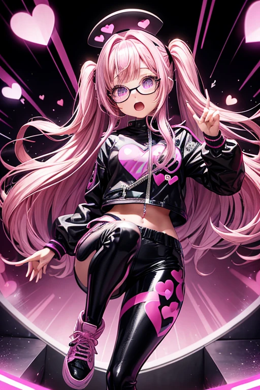 1girl,detailed eyes,(child:1.6),( loli:1.8),pink hair,purple eyes, Sweat,outdoor,night sky,pussy,spred pussy, ,rooftop ,open bodysuit ,midriff ,sci-fi,cyberpunk ,navel,nipples,tattoo ,happy 