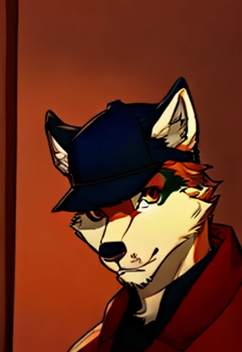 Feral Wolf wearing hat 