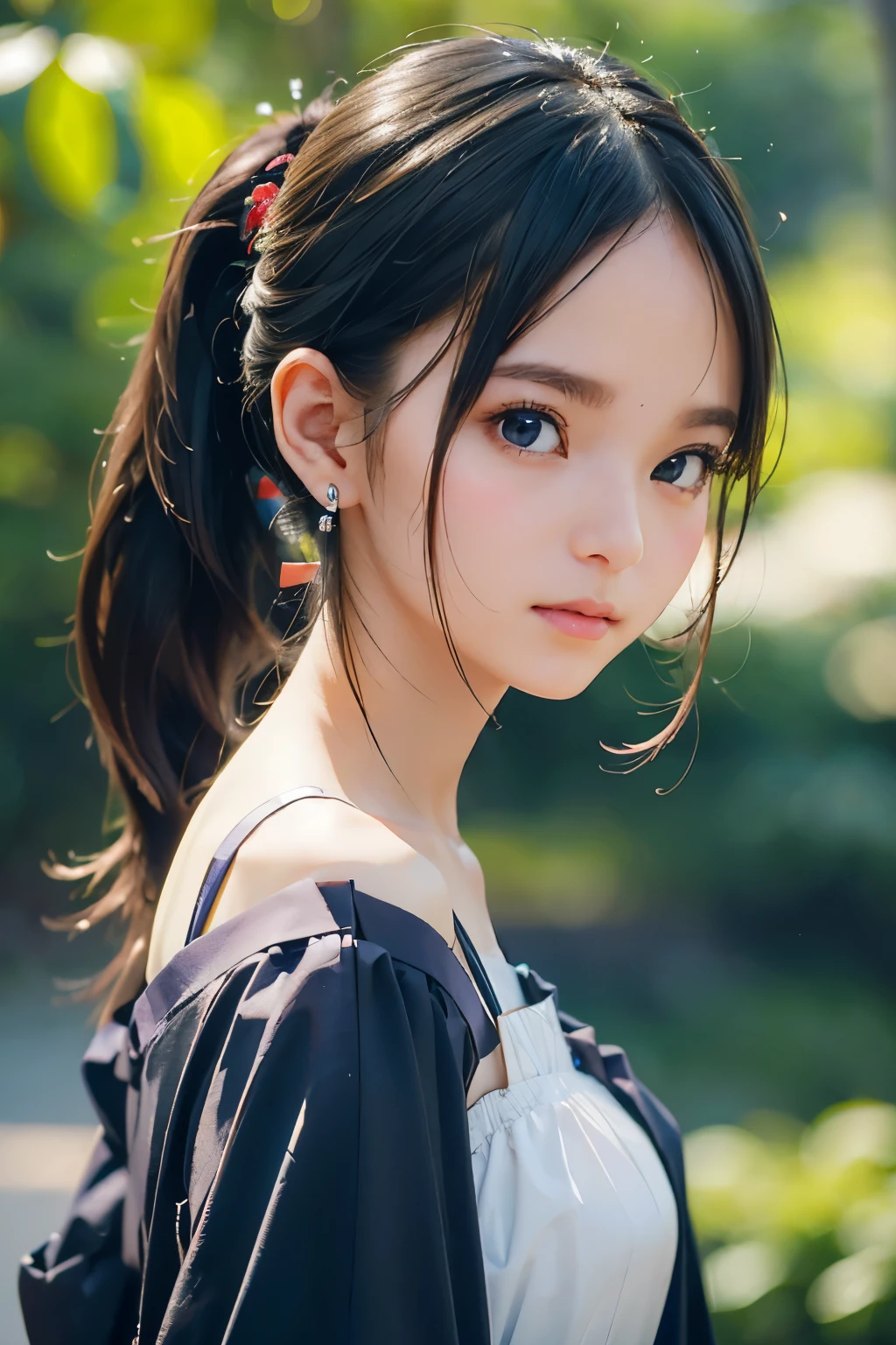 Highest quality, masterpiece,Gray Hair, Golden Eyes,White clothes, look up, Upper Body,hair,Fair skin,Side braid
