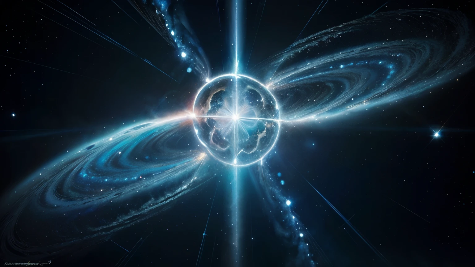 expansion of energy flow, gerada do azul boreal celestial Paleta de cores (Branco, Azul escuro, azul esverdeado, azul boreal,) fluxo de energia, cosmic energy flowing in connections